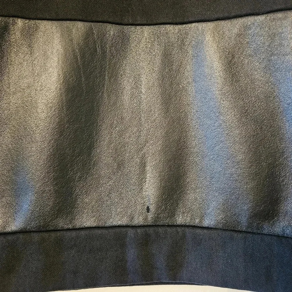 American Retro Kiss  Me Crewneck Oversized Faux Leather Casual Sweater Black. - Picture 7 of 11